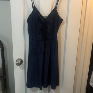 Midnight blue velvet dress